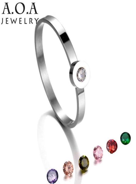

arrival multi color luxury brand bangle stainless steel interchangeable cz stone bracelets for women q071939541974282418, Black