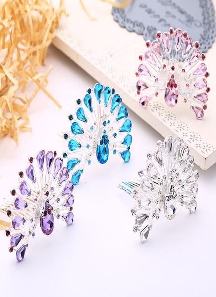 

the new insert crystal dish hair comb hair peacock performance combs children crown manufacturer whole7545156, Slivery;white