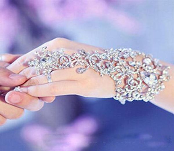 

in stock sliver crystal rhinestones diamonds bracelet ring wristband bridal jewelry bracelet wedding party bridal accessories1185365, White