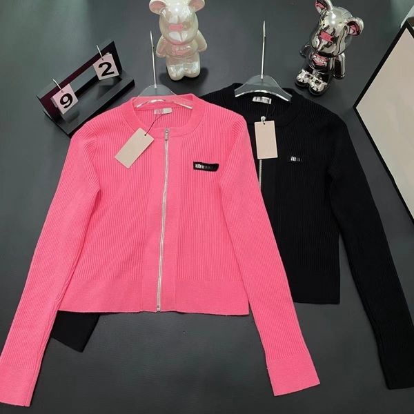 

designer classic women's sweater jacket high street crew-neck letter vintage jacket fashion casual jacket slim knit jacket with puffy s, White;black