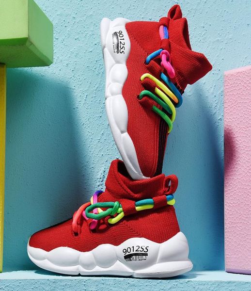 

kids sock shoes caterpillar sneakers baby toddler trainers socks racer children infant big boys and girls chaussures pour enfants3595421, Black;red