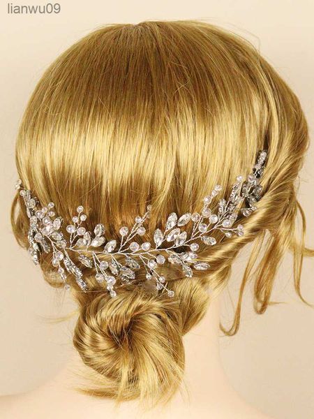 

trendy silver wedding rhinestones headbands crystal handmade bride headdresses for headpieces tiara bridal hair jewelry hairband l230704, White;golden