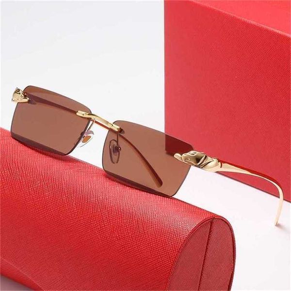 

48% off new leopard head frameless men's and women's square copper classic trend versatile glasseskajia new, White;black