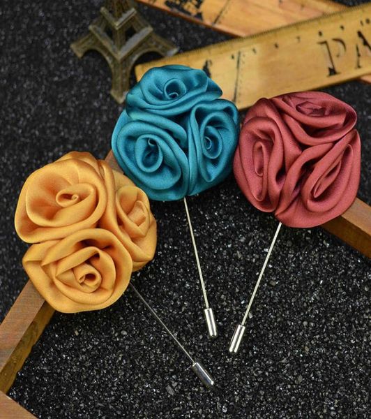 

flower ball brooch lapel pins handmade boutonniere stick with artificial silk flower for gentleman suit wear men acces2004147, Gray