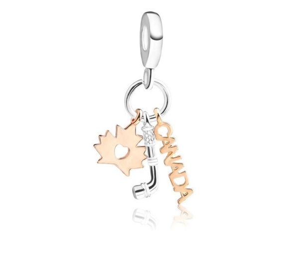 

fits bracelets 20pcs canada hockey maple leaf dangle silver charms bead charm beads pendant for wholesale diy european sterling necklace jew, Black