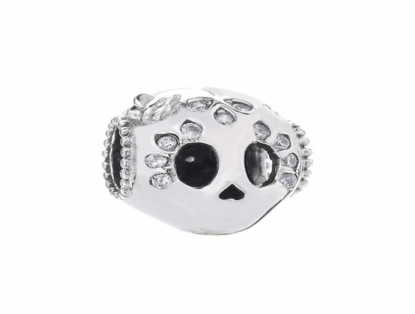 

2019 summer 925 sterling silver sparkling skull charm bead for european jewelry charm bracelets7630248, Black