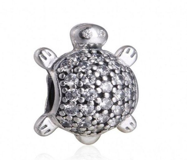 

sea turtle charm bead authentic 925 sterling silver pave crystal animal beads for jewelry making diy brand bracelets accessories h1640016, Black