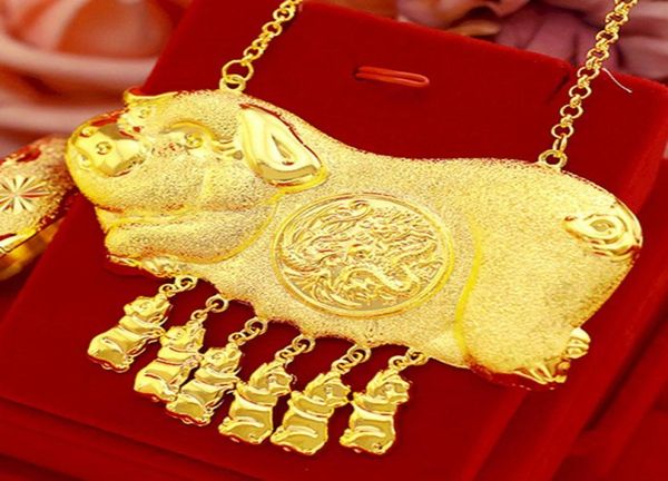 

traditional wedding pendant necklace 18k yellow gold filled lovely pig design bridal womens jewelry high polished6156327, Silver