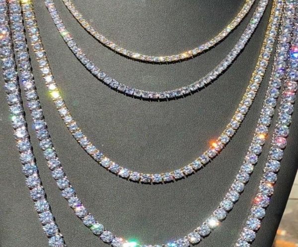 

hiphop 18k gold iced out diamond chain necklace cz tennis necklace for men and women5565696, Silver