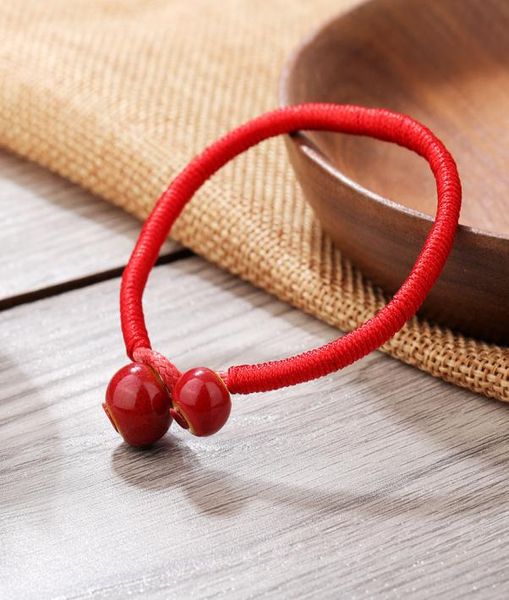 

handmade braided red ceramic beads bracelet for women men ethnic style red lucky string bracelet fashion jewelry gift1382969, Black