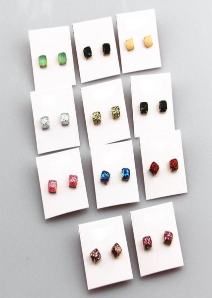 

sequins ear studs square candy colors bling earrings01232418887, Golden;silver