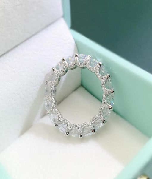 

cluster rings classic 100 925 sterling silver oval cut created moissanite diamonds gemstone engagement couple fine jewelry7357535, Golden;silver