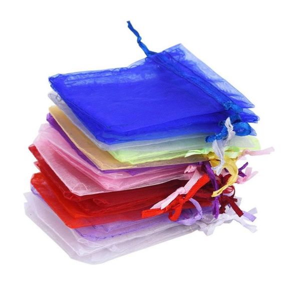 

500pcs 4x6quot 10x15cm sheer drawstring gift bags black organza wedding party favor pouches jewelry christmas festival gift b1840818, Pink;blue