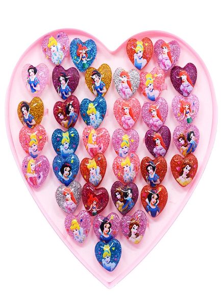 

20pcs cartoon snow children baby rings fruit animal for girls kids adjustable rings pretend play party4785476, Silver