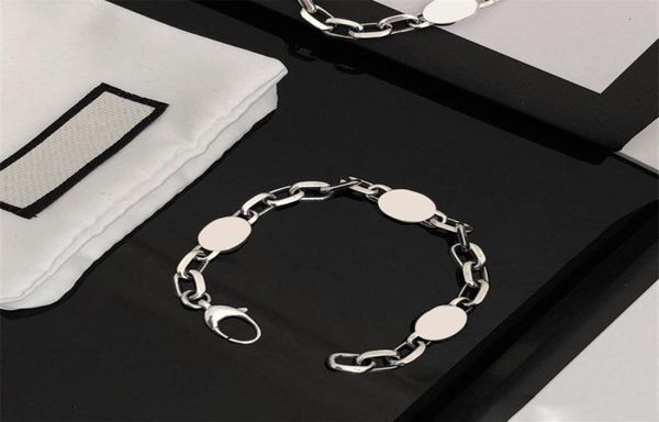 

retro cuff bracelet couple 925 interlocking letters distressed chain men women jewelry236k2516818, White