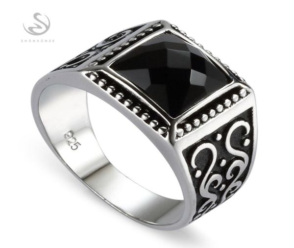 

shunxunze big charms engagement wedding black agate 925 sterling silver rings for men anel jewelry accesories s3809 size 7 8 9 109846620