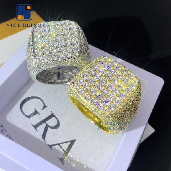 

sell drop shipping white gold iced out gra moissanite diamond ring for men, Silver