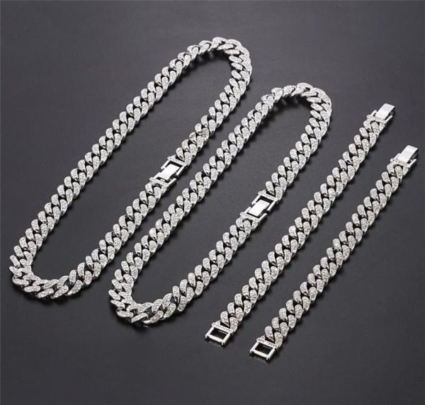 

silver color miami curb cuban chain necklaces men women hip hop jewelry bling rapper grunge chokers5047983, Golden;silver
