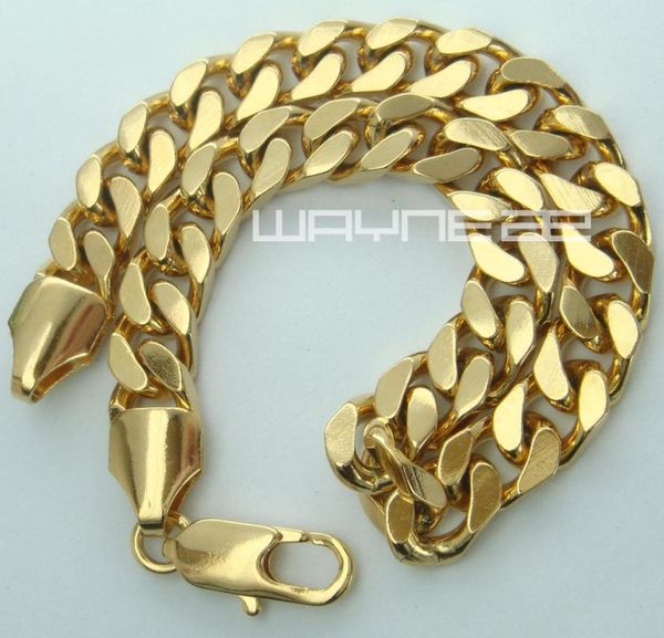 

mens womens18k yellow gold gf curb rings link chain solid bracelet bangle b1528964658, Black