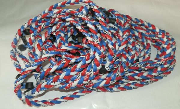 

2015 new titanium braided 3 ropes necklace tornado sports football baseball new tornado necklace3650532, Silver