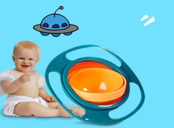 

360 rotating kidproof non spill feeding toddler gyro bowl with lid avoid food spilling children creation bowl as feeding supplies5786386
