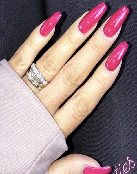 

24pcsset middle long coffin shaped false nails predesign european artificial ballerina nails art tips fake with glue5908251, Red;gold