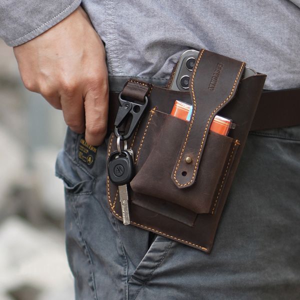 

waist bags fanny bag men genuine leather belt bum leg hip packs for 675inch cell phone cigarette lighter box case outdoor pouch 230717