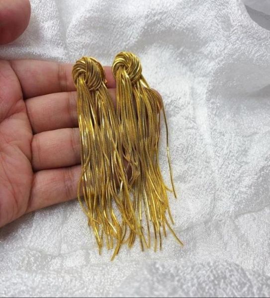 

french style dangle knotted metal chains tassel ladies earring studs 18k goldplated exaggerated women039s party earrings9348618, Silver