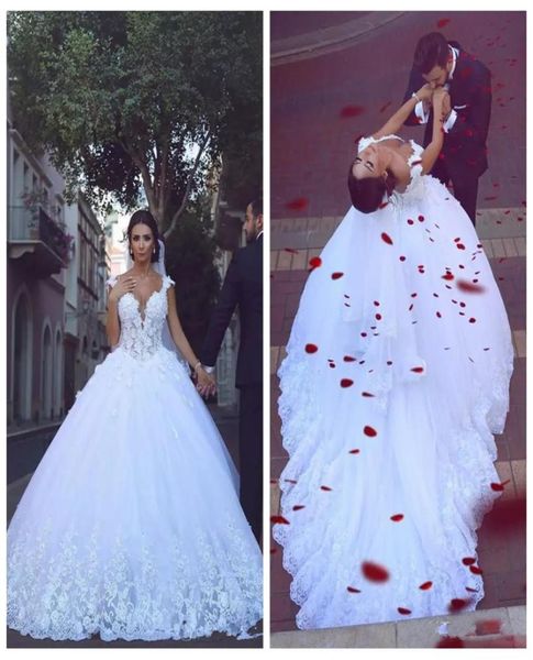 

2019 off shoulder lace appliques aline wedding dresses chapel train middle east dubai bridal gowns lace up back vestidos de marri4637910, White