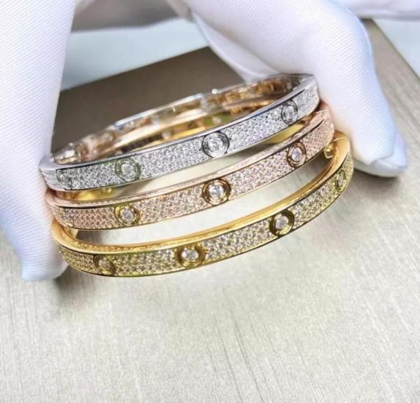 

full diamond stone bangle stainless steel gold love womens bracelet fashion mens women crystal screwdriver cuff bracelets jewelry5121266, Golden;silver
