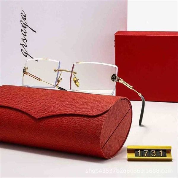 

sunglasses 2023 designer new cut edge square glasses two color gradient frameless card home metal fashionkajia new, White;black