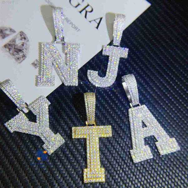

factory price hip hop jewelry moissanite necklace diy letter iced out real s925 silver moissanite custom pendant