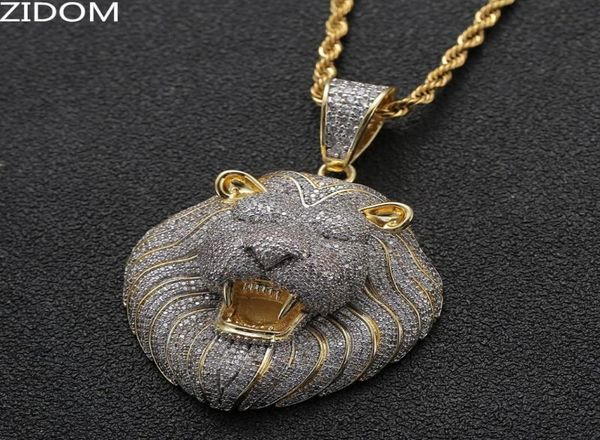 

men hip hop iced out bling lion pendant necklaces pave setting zircon hiphop animal necklace fashion jewelry drop 2918429, Silver