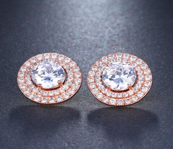 

8 colors for options charming earrings gold plated bling cz earrings studs for girls women party wedding nice gift5369563, Golden;silver