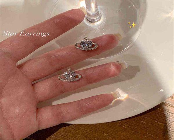

2022 new trendy korean planet stud earring for women ear pierced wedding party jewelry gift pendientes eh3002811878, Golden;silver
