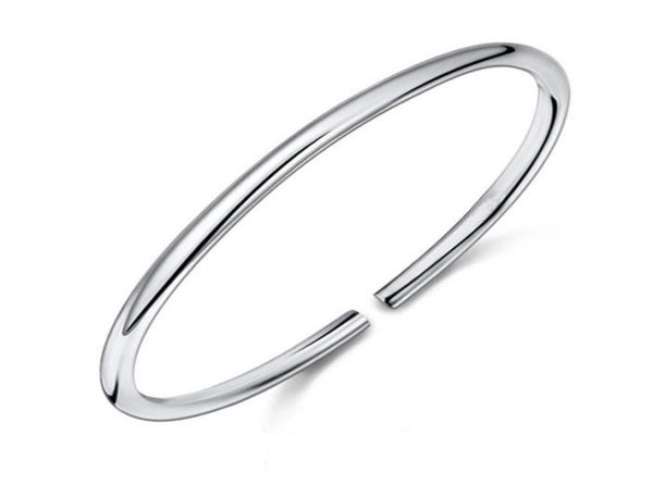 

classical simple fashion 925 sterling silver smooth cuff bracelets bangles pulseras valentine039s day present 2105077086588, Black