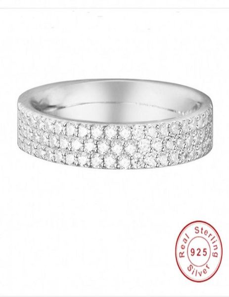 

cluster rings lose money eternity promise ring 925 sterling silver 3 rows pave simulated diamond wedding band for women men fine j7196698, Golden;silver