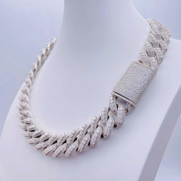 

fashion iced out jewelry hip hop chain 925 sterling silver fully vvs moissanite cuban link chain