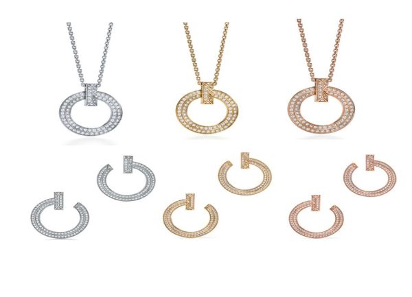 

tif new luxury t1 ring pendant necklace women039s rose gold necklace earrings jewelry whole4450550, Silver