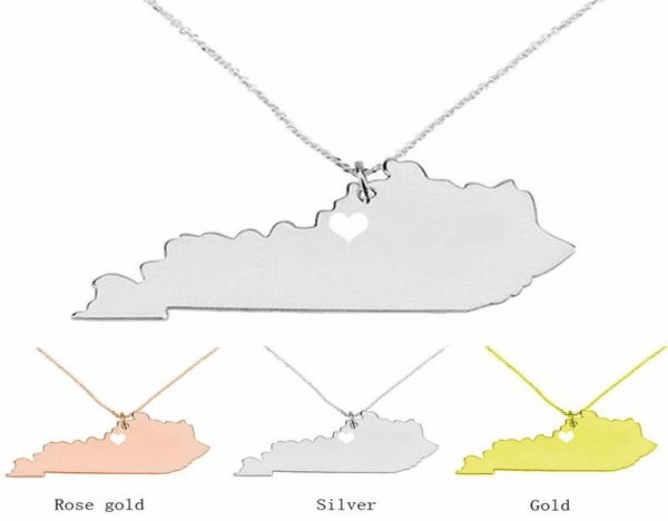 

us kentucky stainless steel map pendant necklace jewelry012959821, Silver