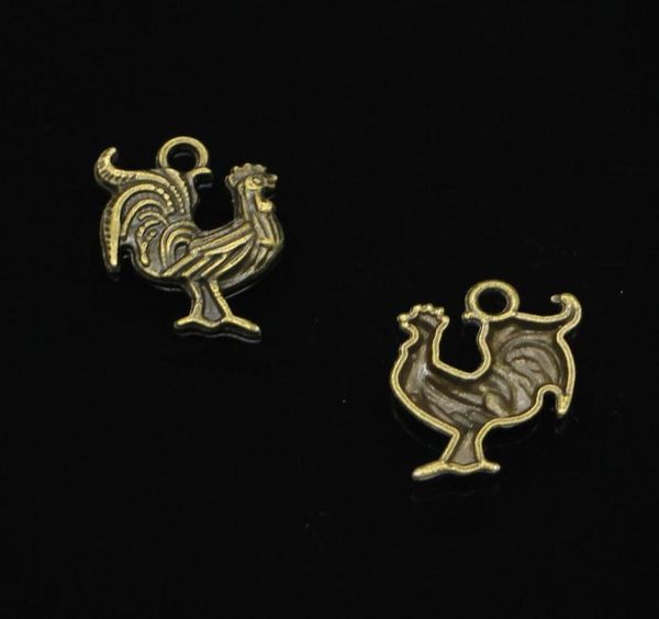 

68pcs zinc alloy charms antique bronze plated cock rooster charms for jewelry making diy handmade pendants 2218mm6059891, Bronze;silver
