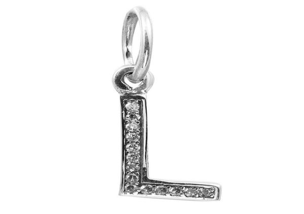 

letter l dangle with clear cz 012 100% 925 sterling silver beads fit charms bracelet authentic diy fashion jewelry8456973, Black