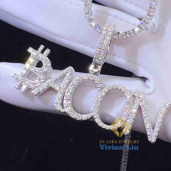 

custom letter pendant sterling silver 925 vvs moissanite diamond hip hop iced out diamond pendant