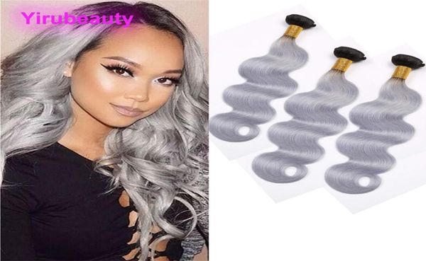

peruvian human hair 3 bundles 1bgrey body wave virgin hair 1b grey ombre hair products 1026inch wefts yirubeauty7549016, Black