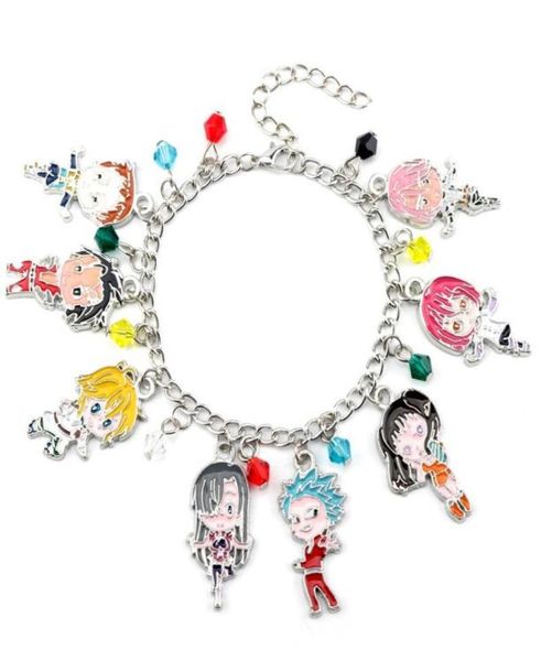 

link chain the seven deadly sins meliodas elizabeth liones charm bracelet escanor lion merlin boar gowther goat king ban jewelry5132469, Black