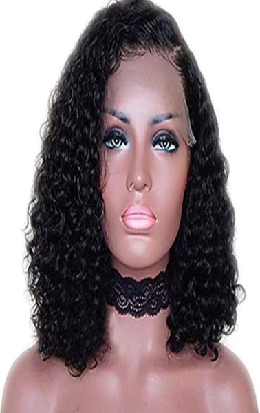 

1022inch curly human hair 13x6 deep part lace front wig nature black hair with side part wigs 10inch 150 density8437466, Black;brown