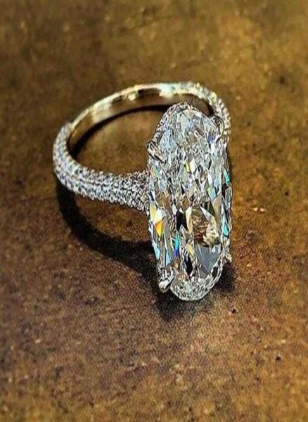 

choucong new arrival sparkling luxury jewelry 925 sterling silver large oval cut big white z cz diamond women wedding ring y076114632, Slivery;golden