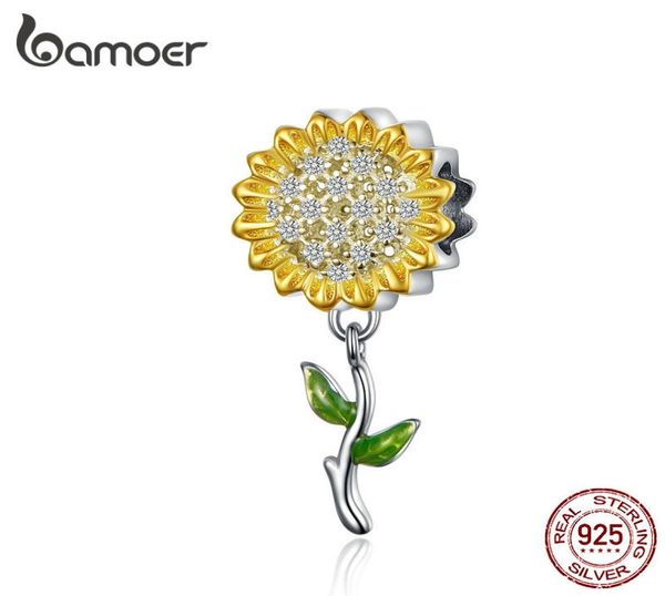

bamoer gold color charm for women silver bracelet 925 sterling silver enamel leaf beads diy jewelry accessory scc1211 q05312591212, Black