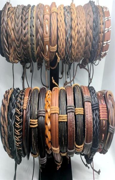 

whole 50pcs lots mix style mens womens fashion vintage leather bracelet cuff wristband jewelry gift bracelet293b2570983, Golden;silver