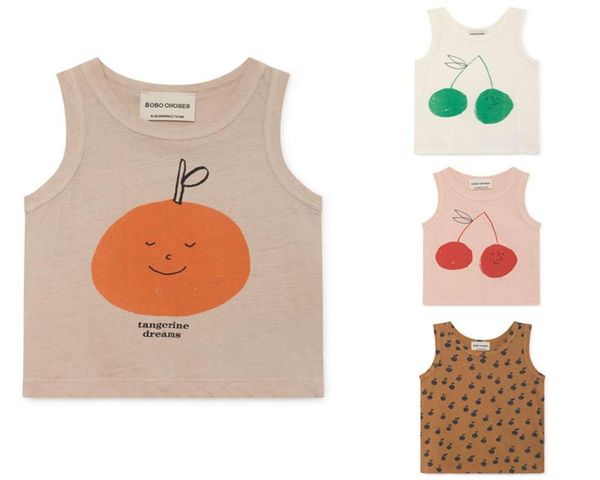 

fashion bobo choses 2019 summer kids vest tshirt for boys and girls kids bobo chose cherry apple print tank y1905182398082, Blue